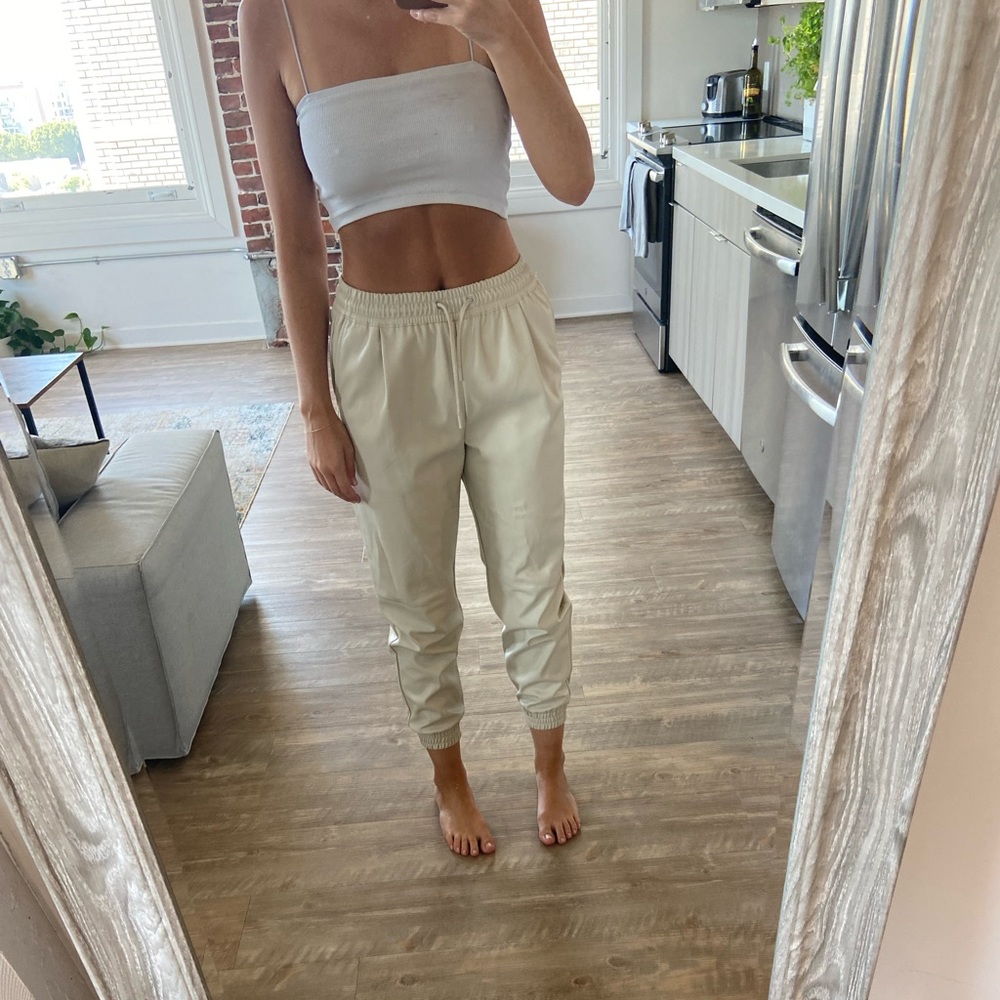 Leather joggers